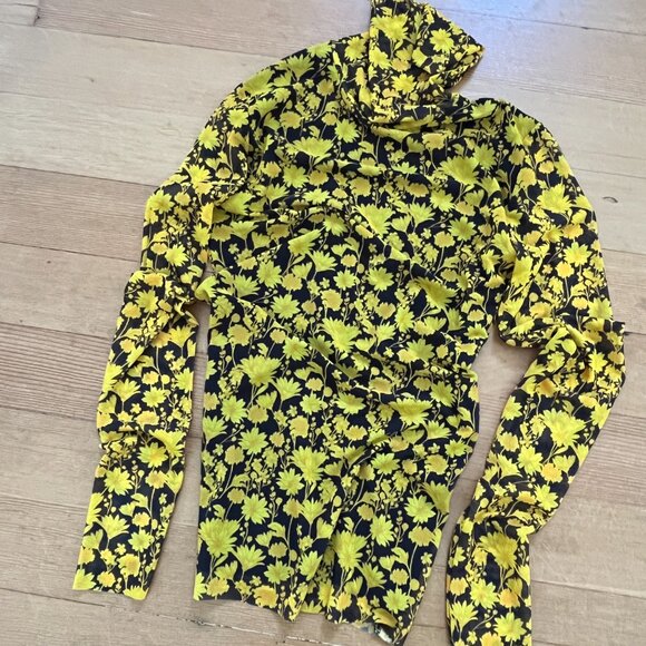 Ganni Floral Rollneck Mesh Turtleneck - Picture 2 of 5